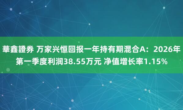 華鑫證券 万家兴恒回报一年持有期混合A：2026年第一季度利润38.55万元 净值增长率1.15%